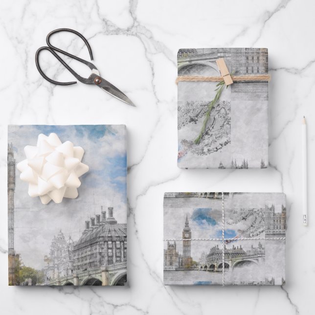 Feuille De Papier Cadeau Big Ben London Wrapper Paper - UK Travel (Recto)