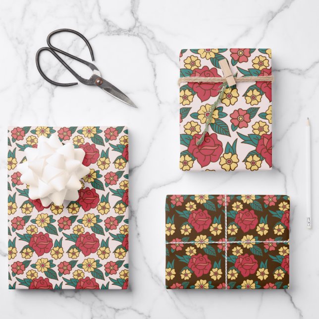 Feuille De Papier Cadeau Big Rose Tattoo Art (Recto)