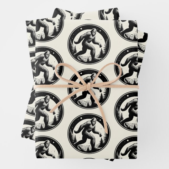 Feuille De Papier Cadeau Bigfoot Illustration Folklore (En situation)