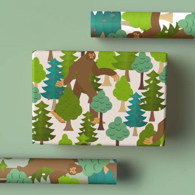 Feuille De Papier Cadeau Bigfoot sur Loose Cute Cartoon Sasquatch (Créateur téléchargé)