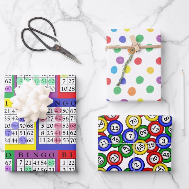 Feuille De Papier Cadeau BINGO Anniversaire thématique (Recto)