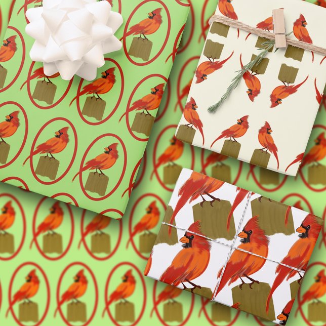 Feuille De Papier Cadeau Bird Cardinal du Nord (Créateur téléchargé)