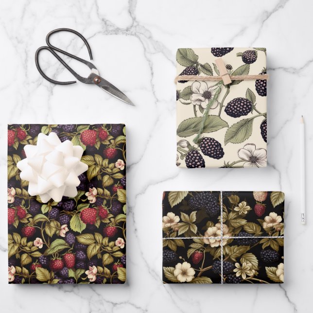 Feuille De Papier Cadeau Black Blackberry (Recto)