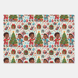 Feuille De Papier Cadeau Black Boy Holiday Joy Enveloppement Cadeau