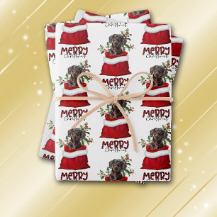 Feuille De Papier Cadeau Black Tan Dachshund Chien en vacances sac cadeau