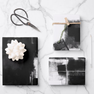 Feuille De Papier Cadeau Black White Grey Russe Abstrait s3