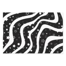 Black &White Stars On Lines Elegant  Design