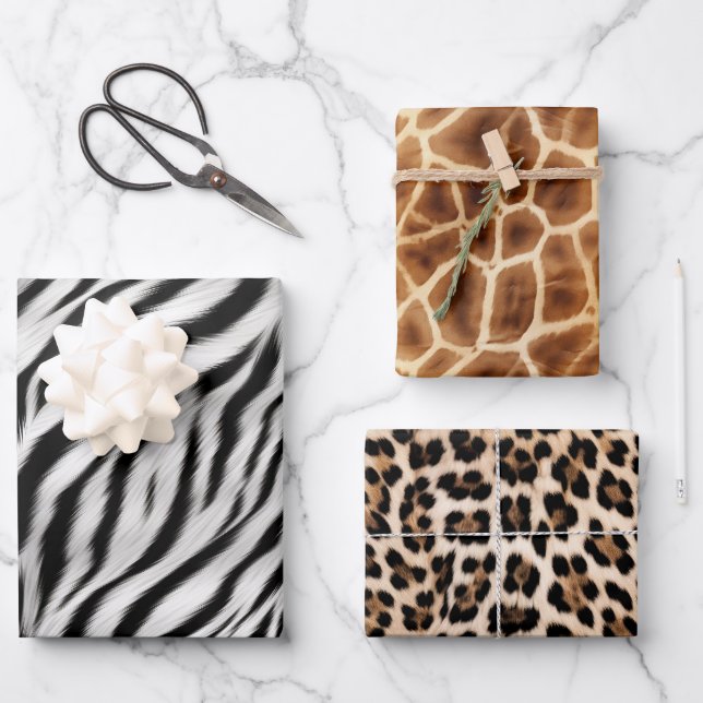 Feuille De Papier Cadeau Black White Zebra Print Animal Safari (Recto)