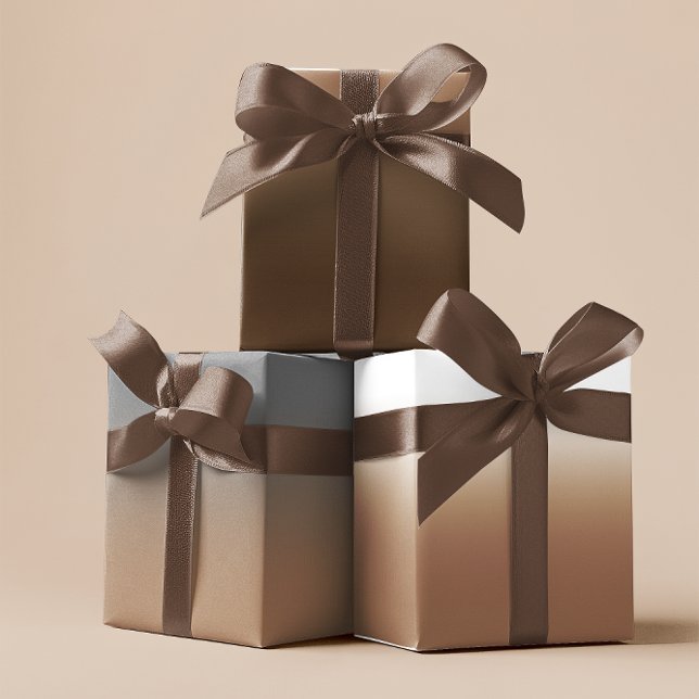 Feuille De Papier Cadeau Blanc Brun Gris et Mix Ombré Brun Clair (White Brown Grey and Light Brown Ombre Mix Wrapping Paper Sheets)