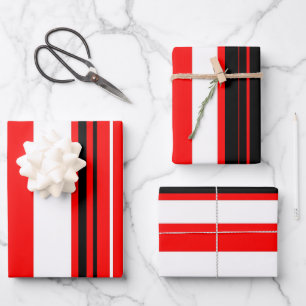 Feuille De Papier Cadeau Blancs rouges et noirs