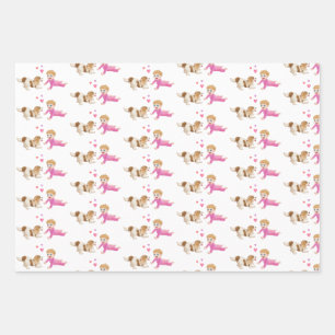 Feuille De Papier Cadeau Blenheim Cavalier King Charles Spaniel et bébé