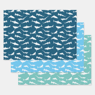 Feuille De Papier Cadeau Bleu bleu bleu de requin