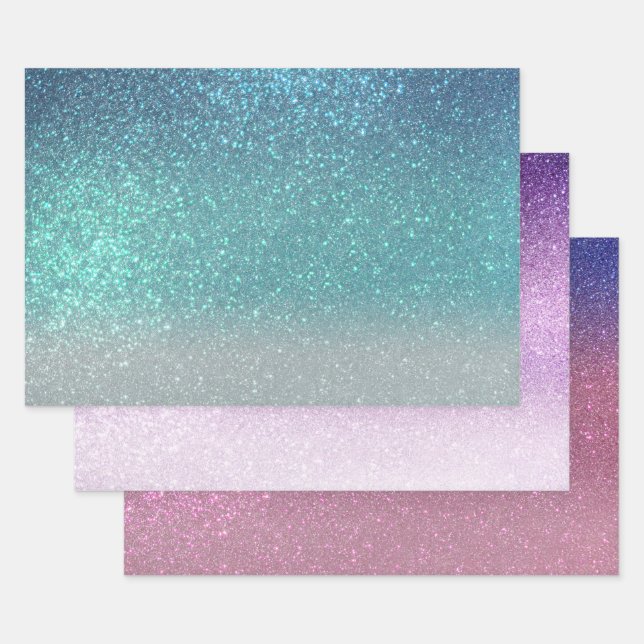 Feuille De Papier Cadeau Bleu clair Turquoise Parties scintillant brillante (Lot)