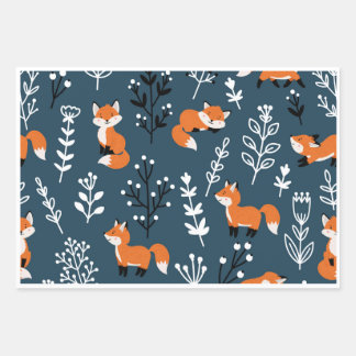 Feuille De Papier Cadeau Bleu Foxy