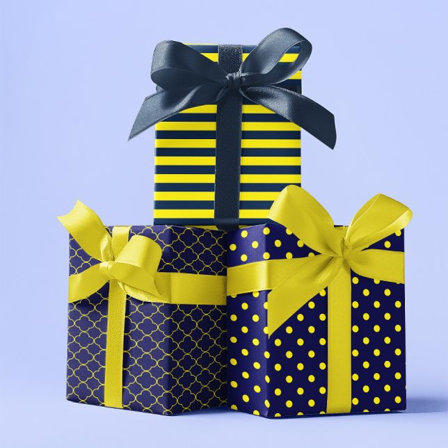 Feuille De Papier Cadeau Bleu jaune de la marine (Créateur téléchargé)