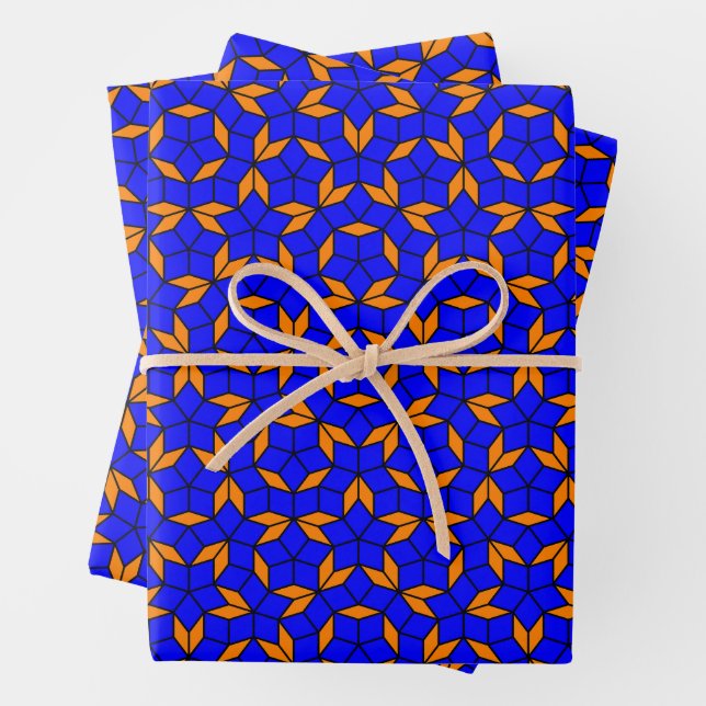 Feuille De Papier Cadeau Bleu Orange Penrose Carrelage Mathématiques Apério (En situation)
