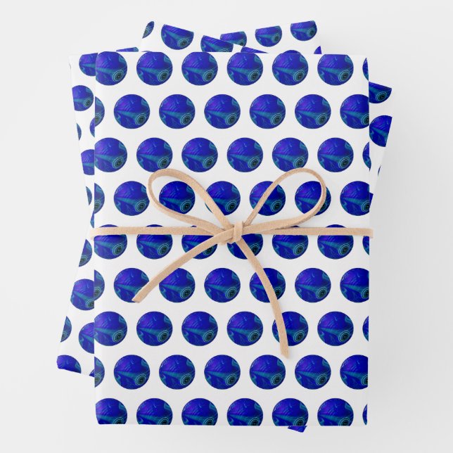 Feuille De Papier Cadeau Bleu Polka Dot Pelouse Bowles, (En situation)