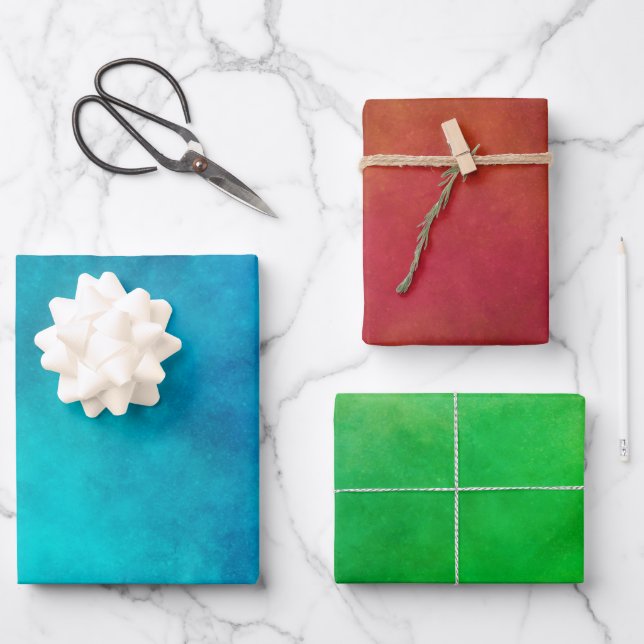 Feuille De Papier Cadeau bleu rouge vert (Recto)