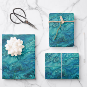 Feuille De Papier Cadeau Bleu Turquoise acrylique pourrissant Abstrait Flui