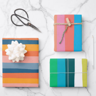 Feuille De Papier Cadeau Bleu vert rose orangé couleur brun