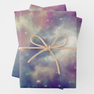 Feuille De Papier Cadeau Bleu Violet Turquoise Nebula Voie Lactée