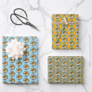 Feuille De Papier Cadeau Bleuet de l'Est en neige - Photo originale