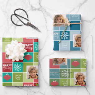 Feuille De Papier Cadeau Bloc multicolore de Noël 2 Photo Fantaisie