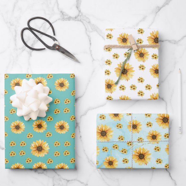 Feuille De Papier Cadeau Bloomind sunflowers in the garden (Recto)