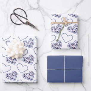 Feuille De Papier Cadeau Blue Berry Hearts