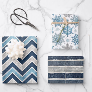 Feuille De Papier Cadeau Blue Christmas Holiday Pattern