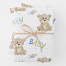 Blue Teddy Bear Baby Boy Baby shower d'aquarelle