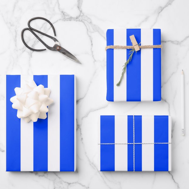 Feuille De Papier Cadeau  Blue & White Vertical Stripe Sailor Pattern (Recto)
