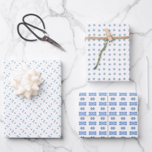 Feuille De Papier Cadeau Blues pour bébés Abstraits (Recto)