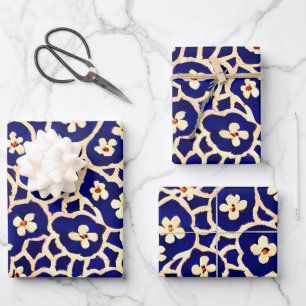 Feuille De Papier Cadeau Boho Anemone bleu