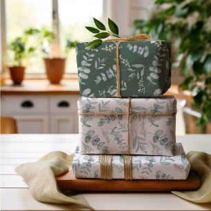 Feuille De Papier Cadeau Boho Aquarelle Eucalyptus Mariage de verdure