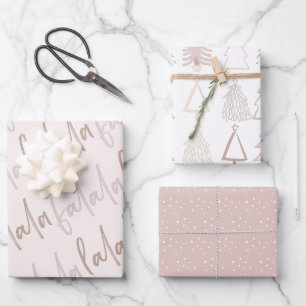 Feuille De Papier Cadeau Boho Arbres de Noël Falala Dusty Rose Guerre de No