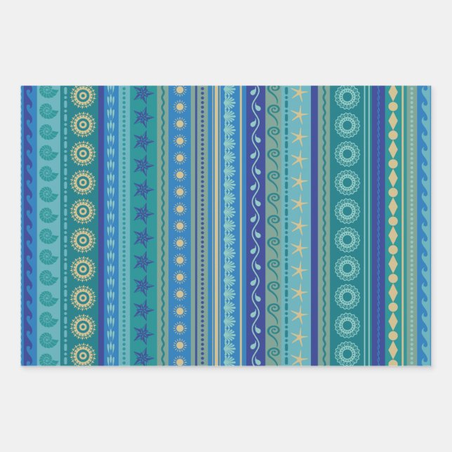 Feuille De Papier Cadeau Boho beach thèmes océaniques motifs (Devant)