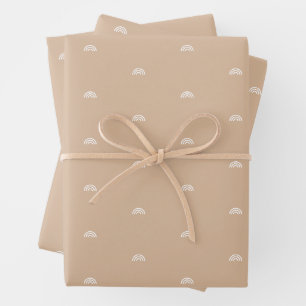 Feuille De Papier Cadeau Boho Beige minimaliste moderne Arc-en-ciel