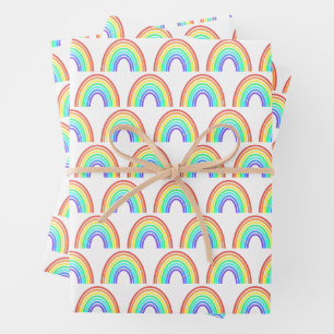 Feuille De Papier Cadeau Boho coloré arc-en-ciel Motif fête d'anniversaire