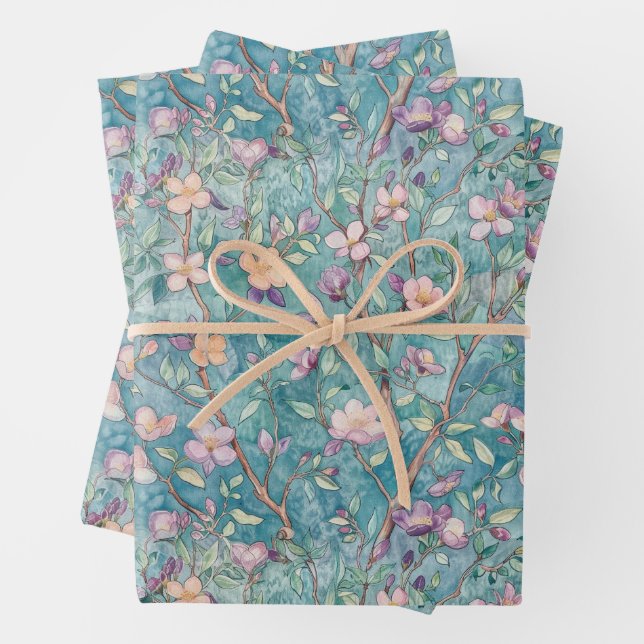 FEUILLE DE PAPIER CADEAU BOHO ÉTÉ FLEUR SAUVAGE FLORAL (En situation)