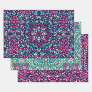 Feuille De Papier Cadeau Boho Mandala Résumé Conception