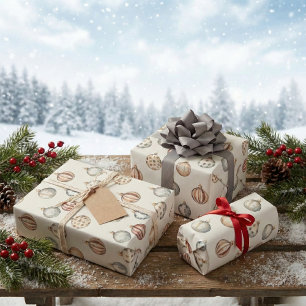 Feuille De Papier Cadeau Boho Noël Ornements Chaud hiver Vintage