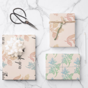 Feuille De Papier Cadeau Boho Pastel Peach Floral Mariage