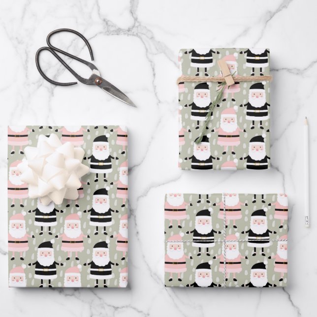 Feuille De Papier Cadeau Boho Pink Green Noël Noël (Recto)