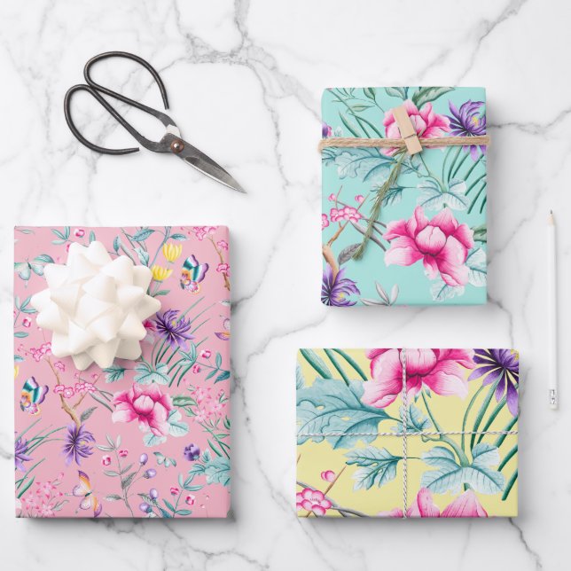 Feuille De Papier Cadeau Boho romantique imprimé floral (Recto)