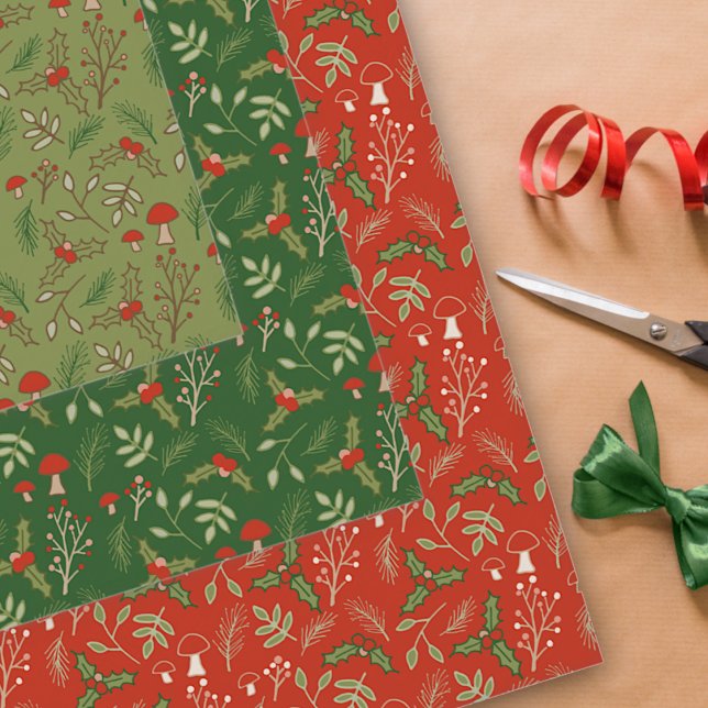 Feuille De Papier Cadeau Bois de Noël Rouge et Vert (Créateur téléchargé)