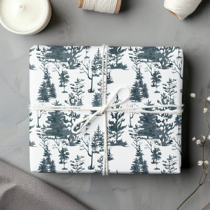 Feuille De Papier Cadeau Bois d'hiver Abstrait moderne noir et blanc