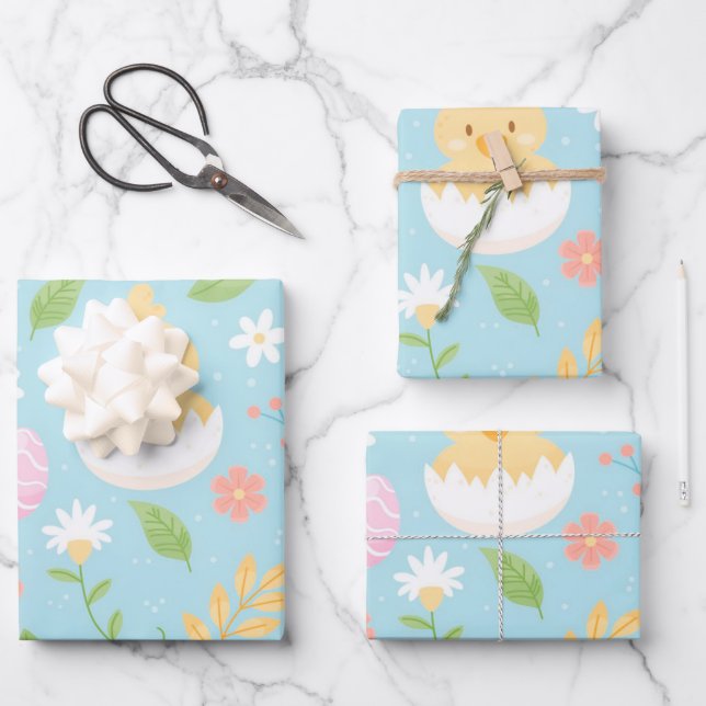 Feuille De Papier Cadeau Bon poulet de Pâques (Recto)