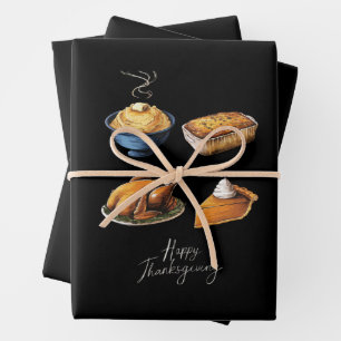 Feuille De Papier Cadeau Bon thanksgiving rétro Automne Citrouille