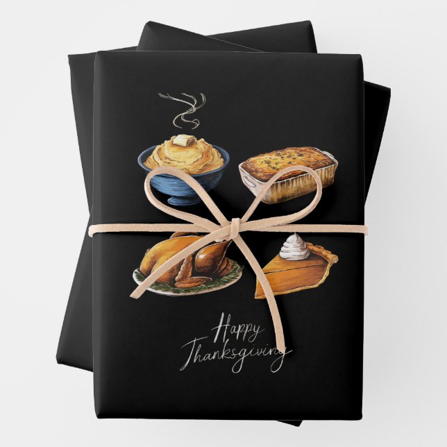 Feuille De Papier Cadeau Bon thanksgiving rétro Automne Citrouille (En situation)